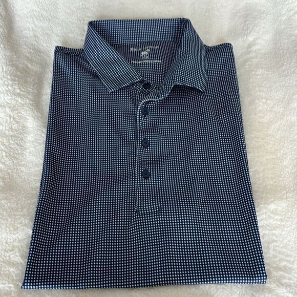 HORN LEGEND GINGHAM POLO SHIRT. PERFORMANCE LUXURY NAVY - Picture 3 of 5